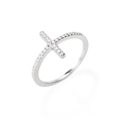 Fashion Anello Amen Croce con Zirconi in Argento 925 Misura 16 Gioielli Amen | Outlet Gioielli