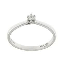 Sale Anello di Fidanzamento Coroncina in Oro Bianco con Diamante 0,08 Carati Anelli Di Fidanzamento