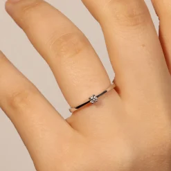 Sale Anello di Fidanzamento Precisione in Oro Bianco con Diamante 0,05 Carati Anelli Di Fidanzamento