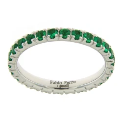 Discount Anello Eternity Verde Smeraldo in Oro Bianco 0,96 Carati Anelli Eternity