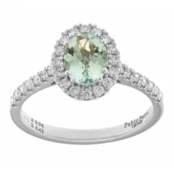 Hot Anello Acquamarina Ovale in Oro Bianco con Diamanti Anelli