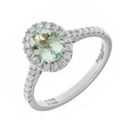 Hot Anello Acquamarina Ovale in Oro Bianco con Diamanti Anelli