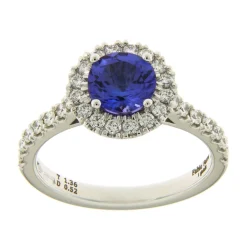 Discount Anello Corona Tanzanite in Oro Bianco con Diamanti Anelli