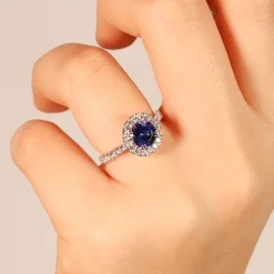 Discount Anello Corona Tanzanite in Oro Bianco con Diamanti Anelli