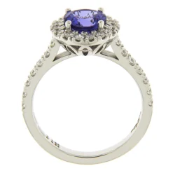 Discount Anello Corona Tanzanite in Oro Bianco con Diamanti Anelli
