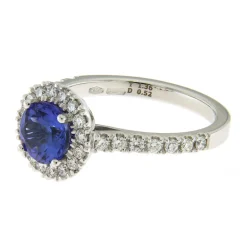 Discount Anello Corona Tanzanite in Oro Bianco con Diamanti Anelli