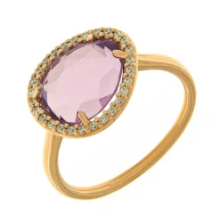 Best Anello Fascino in Oro Rosa Quarzi Idrotermali Ametista e Zirconi Anelli
