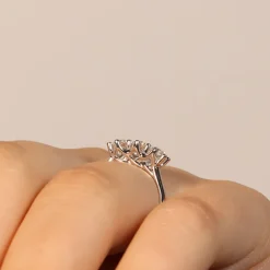 Sale Anello Fedina 5 Diamanti in Oro Bianco 1,01 Carati Anelli