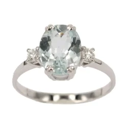 Hot Anello in Oro Bianco con Acqua Marina e Diamanti 0,14 Carati Anelli