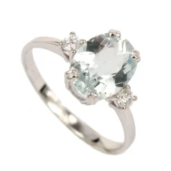 Hot Anello in Oro Bianco con Acqua Marina e Diamanti 0,14 Carati Anelli