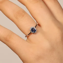 New Anello Kate Mini con Zaffiro Blu e Diamanti Taglio Brillante Anelli
