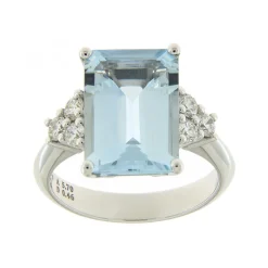 Outlet Anello Riflessi di Acquamarina in Oro Bianco Anelli