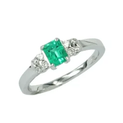 Discount Anello Smeraldo Solitario con Diamanti Taglio Brillante Anelli