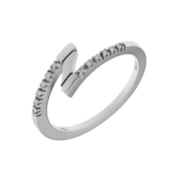 Sale Anello Fantasia Fulmine in Oro Bianco con Diamanti 0,08 Carati Anelli