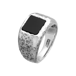 Sale Anello Giovanni Raspini Martellato Quadrato Onice Uomo Gioielli Giovanni Raspini Uomo