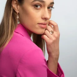 Sale Anello Madi Laguna Goccia con Quarzo Idrotermale Ghiaccio Gioielli Madi