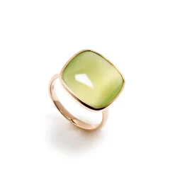 Outlet Anello Madi Laguna Oliva con Quarzo Idrotermale Verde Gioielli Madi