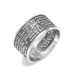 Hot Anello Padre Nostro Amen in Argento 925 Brunito Modello a Fascia Larga MM. 11 misura n.18 Gioielli Amen | Outlet Gioielli