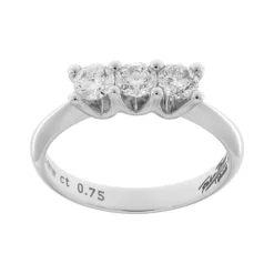 Clearance Anello Trilogy Modello Charlotte in Oro Bianco con Diamanti 0,75 Carati Anelli Trilogy