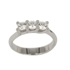 Hot Anello Trilogy in Oro Bianco con Diamanti Taglio Brillante 0,75 Carati Anelli Trilogy