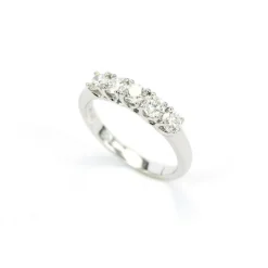 Fashion Anello Veretta in Oro bianco con Diamanti Taglio Brillante 0,82 Carati Anelli
