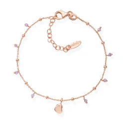Hot Bracciale Amen Cuore e Cristalli in Argento Placcato Oro Rosa Gioielli Amen | Outlet Gioielli
