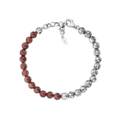 Best Bracciale Amen Pietra Lavica e Occhio di Tigre Rosso Outlet Gioielli
