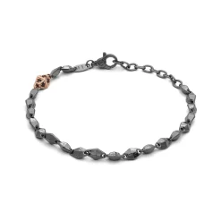 Best Bracciale Comete Gioielli Dentato in Argento Brunito con Zirconi Neri Uomo Gioielli Comete Uomo