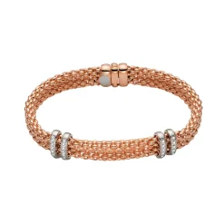 Online Bracciale Fope Collezione Solo Doppio Filo in Oro Rosa con Diamanti Gioielli Fope