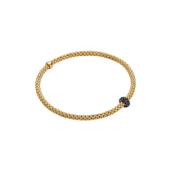 Sale Bracciale Fope Collezione Prima Flex It in Oro Giallo con Diamanti Neri Uomo Gioielli Fope Uomo | Gioielli Fope