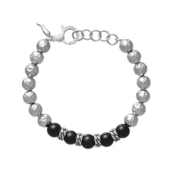 Best Bracciale Giovanni Raspini Sfere Onice e Treccia Grande Uomo Gioielli Giovanni Raspini Uomo