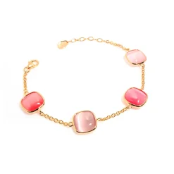 Best Bracciale Madi in Argento Placcato Oro Rosa con Quarzi Rossi Gioielli Madi
