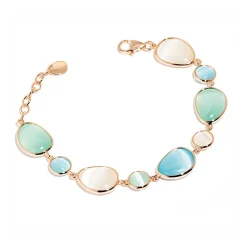 Outlet Bracciale Madi Laguna Goccia con Nove Quarzi Idrotermali Colorati Gioielli Madi