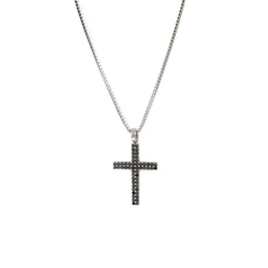 Best Collana In Oro Bianco Con Croce di Diamanti Neri Collane