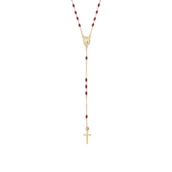 Outlet Collana Amen in Oro 9 Carati e Smalto Rubino Pendente Outlet Gioielli