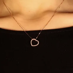 Hot Collana Cuore Forato in Oro Rosa con Diamanti Collane
