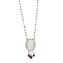 Sale Collana Donna In Oro Rosa e Bianco Con Spinello Nero e Cammeo Collane