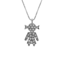 New Collana Bimba in Oro Bianco con Diamanti Collane
