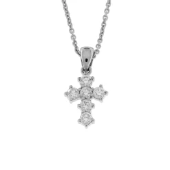 Online Collana Croce Grande in Oro Bianco con Diamanti Collane