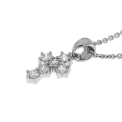 Online Collana Croce Grande in Oro Bianco con Diamanti Collane