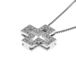 Online Collana Croce Greca in Oro Bianco con Diamanti Collane