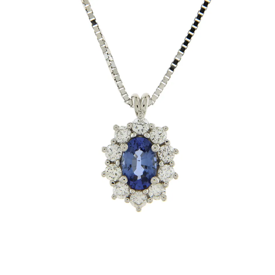 Clearance Collana Pendente Kate con Zaffiro e Diamanti Collane
