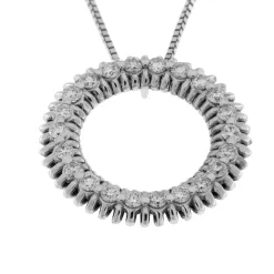 Clearance Collana Pendente a Cerchio in Oro Bianco con Diamanti Collane