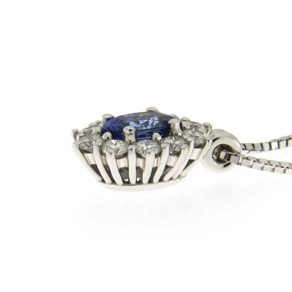 Clearance Collana Pendente Kate con Zaffiro e Diamanti Collane