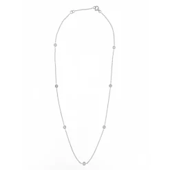 New Collana Stile Tiffany 7 Pietre in Oro Bianco con Diamanti 0,28 Carati Collane