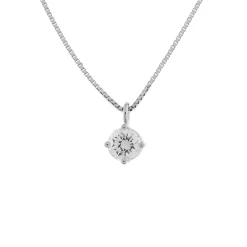 Fashion Collana Punto Luce Filo in Oro Bianco con Diamante 0,25 Carati Collane Punto Luce