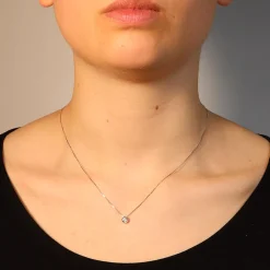 Hot Collana Punto Luce in Oro Bianco con Diamante 0,15 Carati Collane Punto Luce