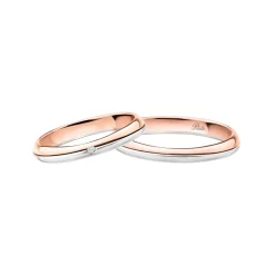 Discount Coppia Fedi Nuziali Polello in Oro Bianco e Rosa con Diamante Fedi Nuziali