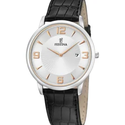 Online Festina Uomo Classico In Acciaio Ultrapiatto Con Cinturino In Pelle Nera Uomo Orologi Festina Uomo