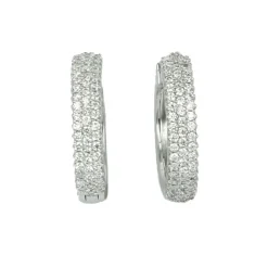 Clearance Orecchini Donna Oro Bianco Con Pave’ di Diamanti Taglio Brillante Orecchini